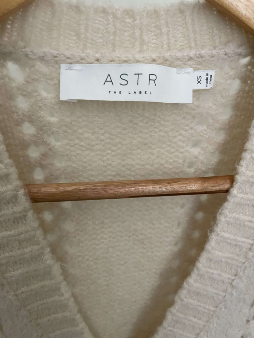 Astr Cream Knit V-Neck Pullover